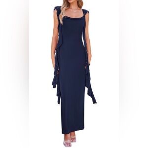 Summer Wedding Guest Dress Sleeveless Ruffle Maxi Bodycon Dresses